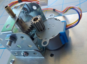 The stepper motor and gear setup